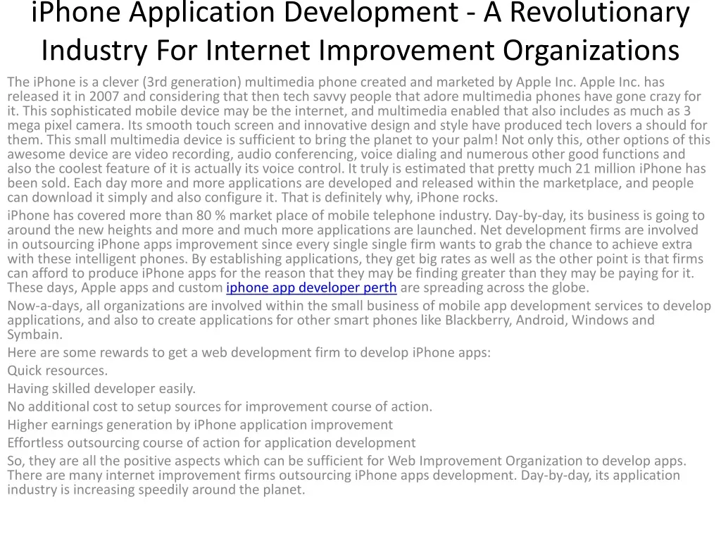 iphone application development a revolutionary industry for internet improvement organizations n.