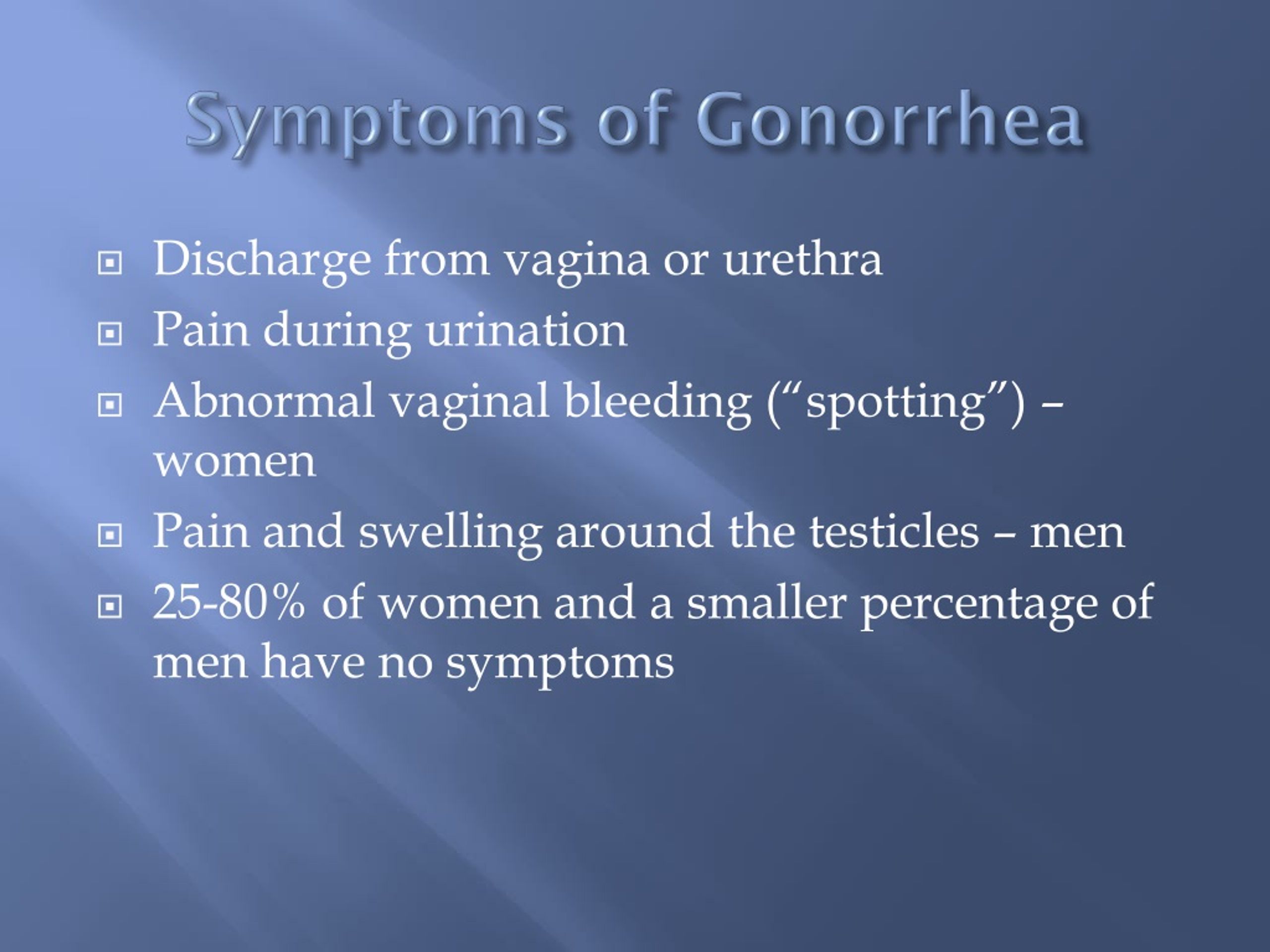 gonorrhea symptoms in females