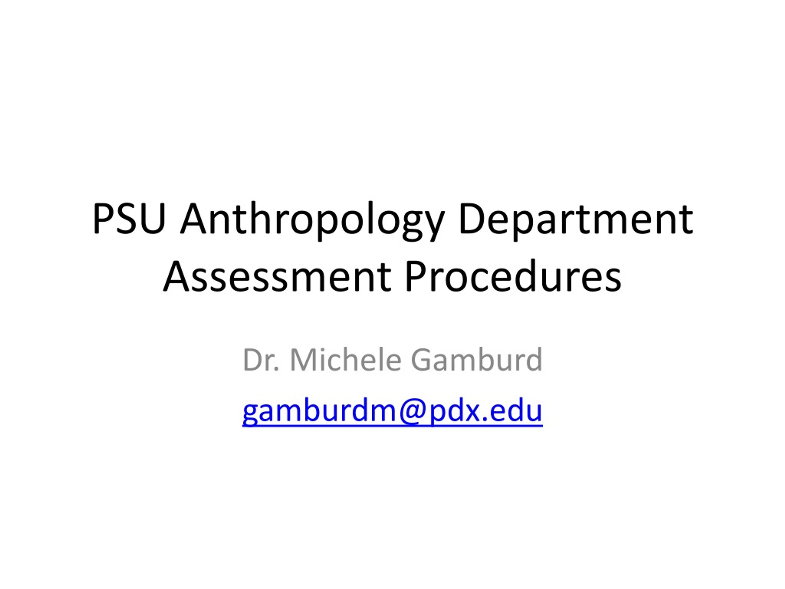 PPT PSU Anthropology Department Assessment Procedures PowerPoint