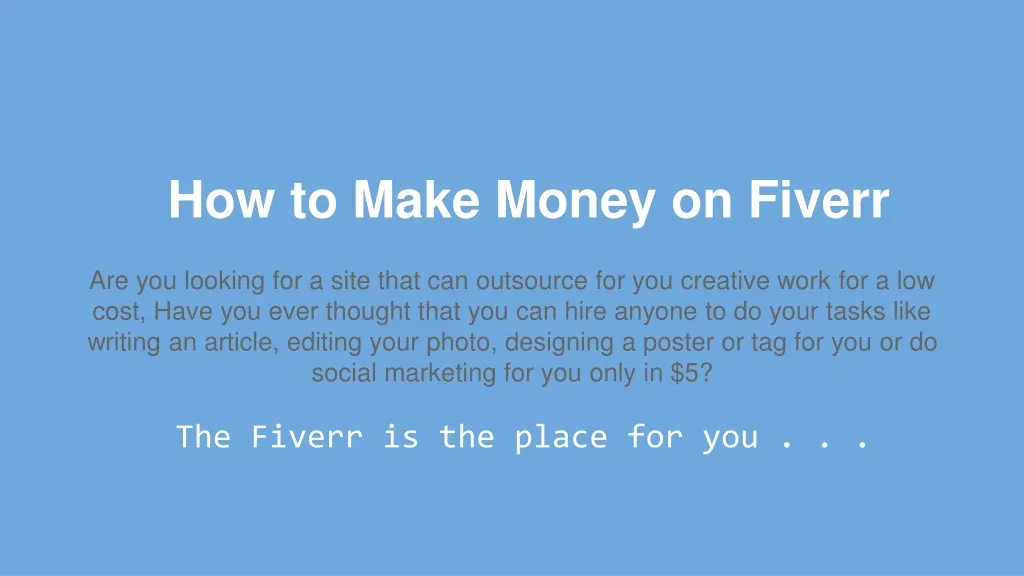 how to make money on fiverr n.