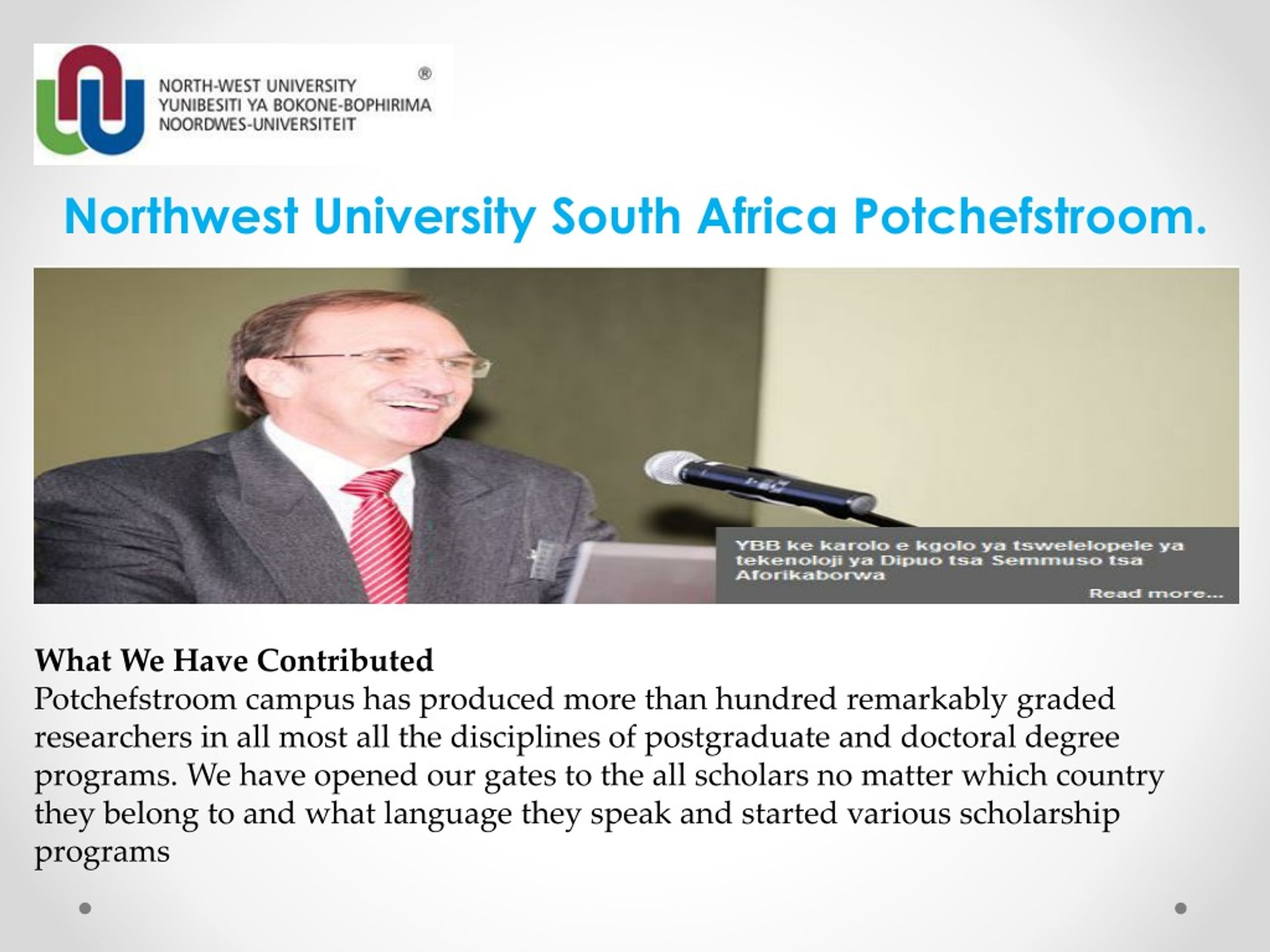 northwest university south africa phd programs