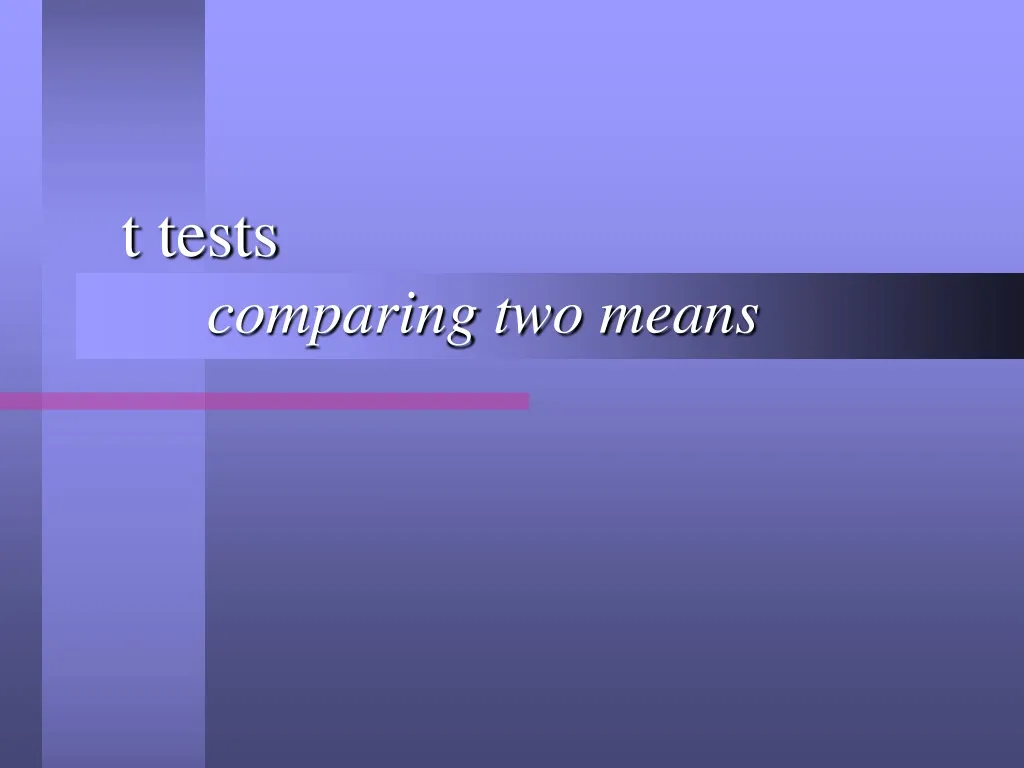 t tests comparing two means n.