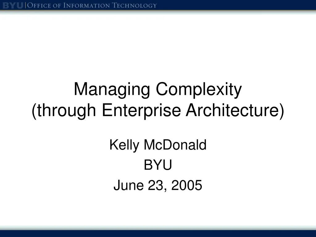 managing complexity through enterprise architecture n.