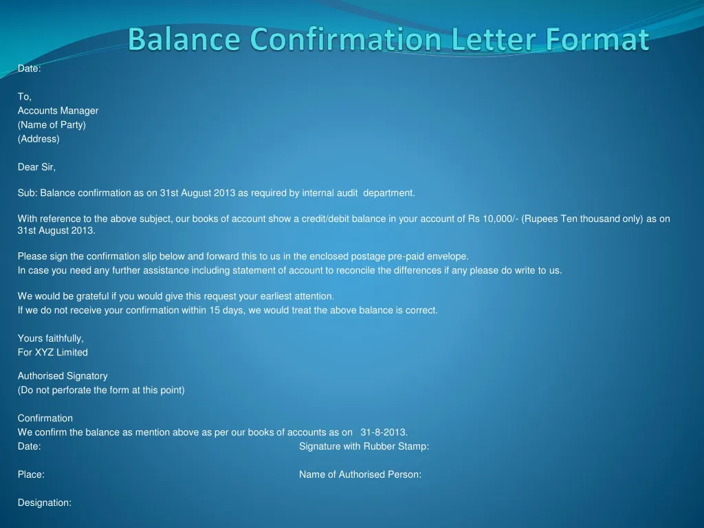 balance confirmation letter format n.