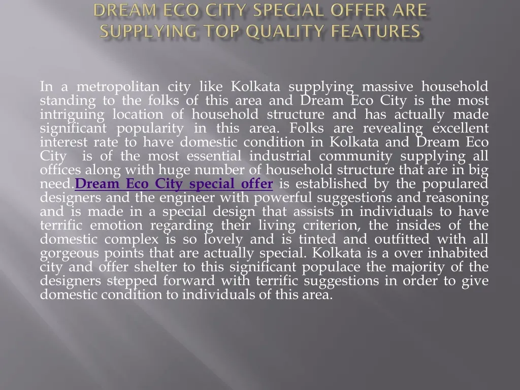 dream eco city special offer are supplying top quality features n.
