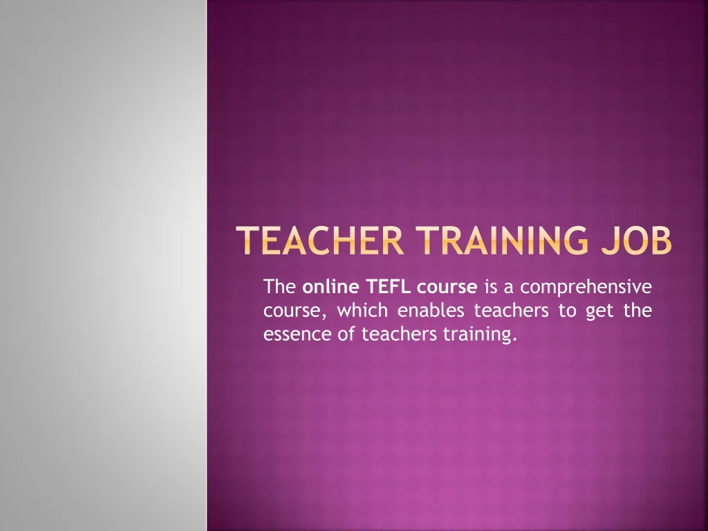 teacher training job n.