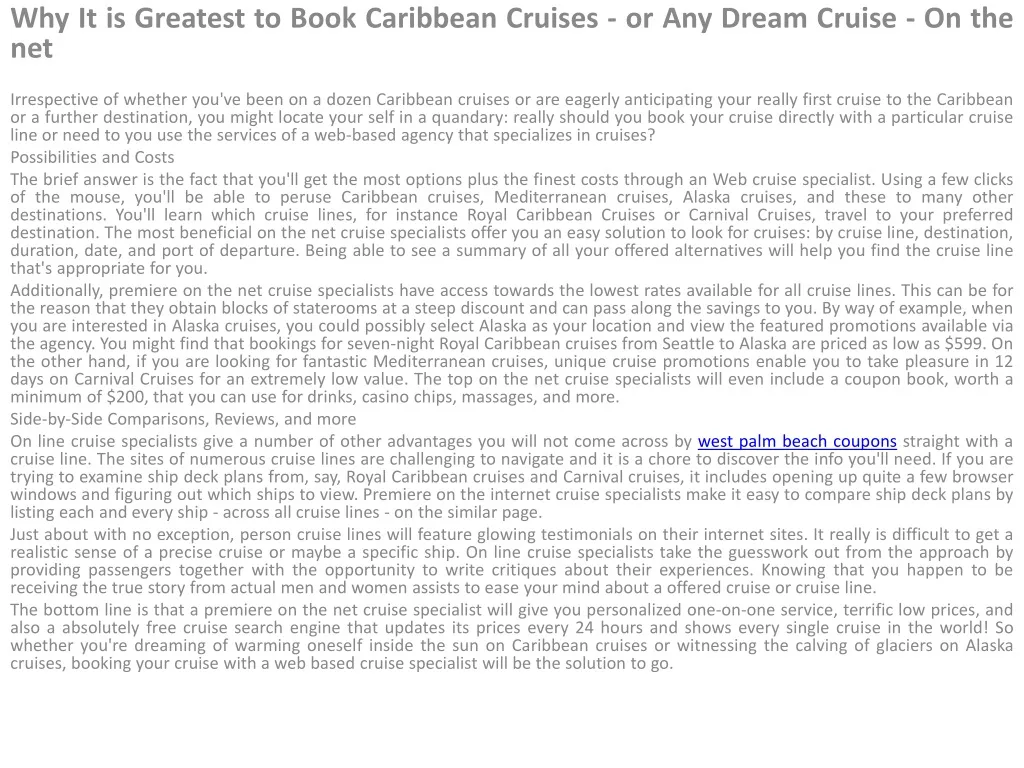 why it is greatest to book caribbean cruises n.