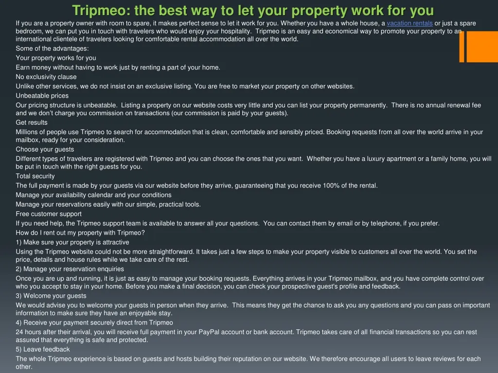 tripmeo the best way to let your property work for you n.