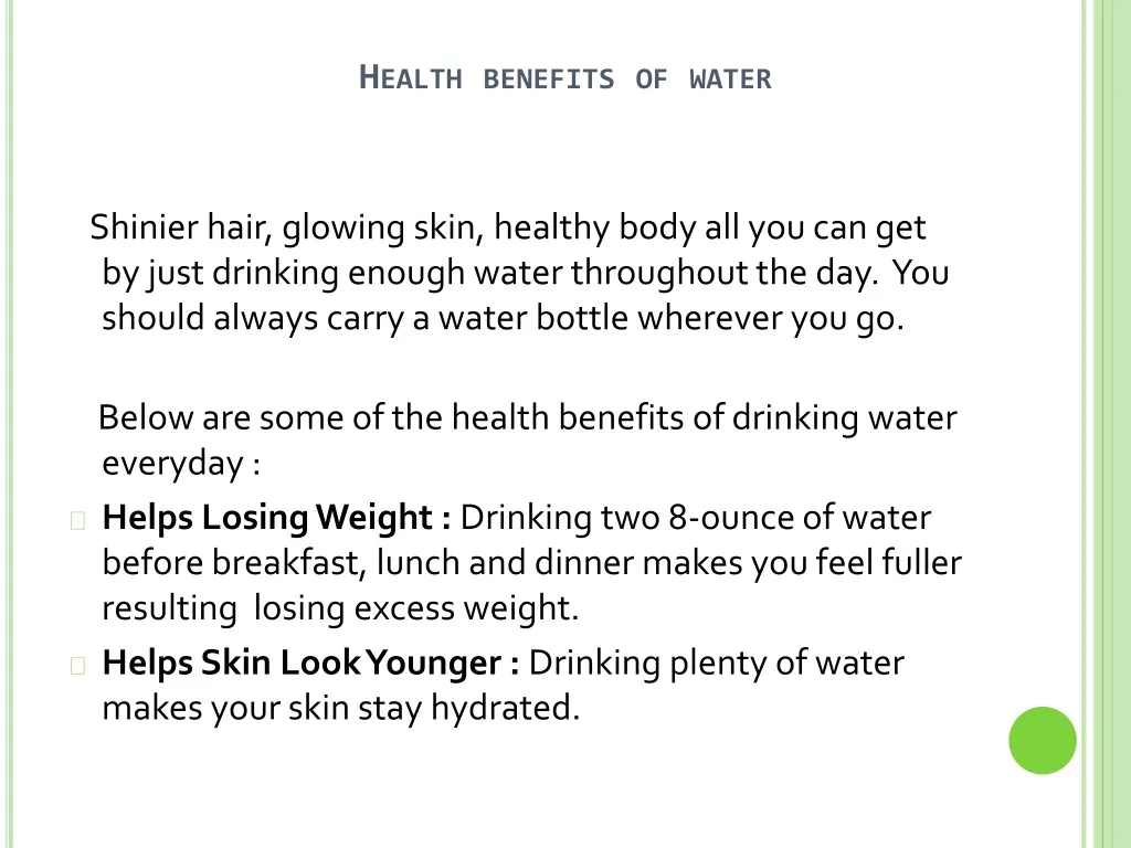 health benefits of water n.
