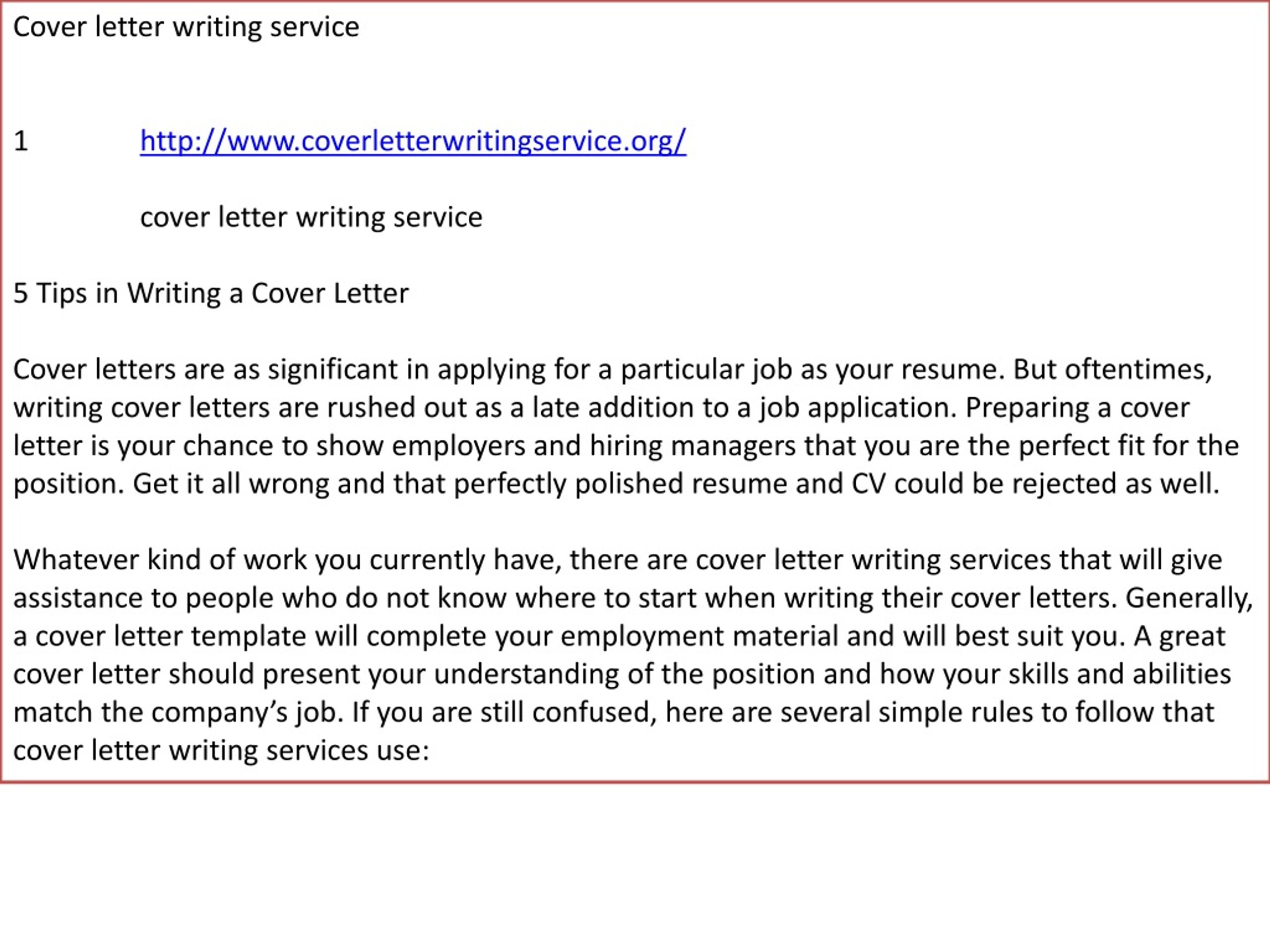 a cover letter writing service