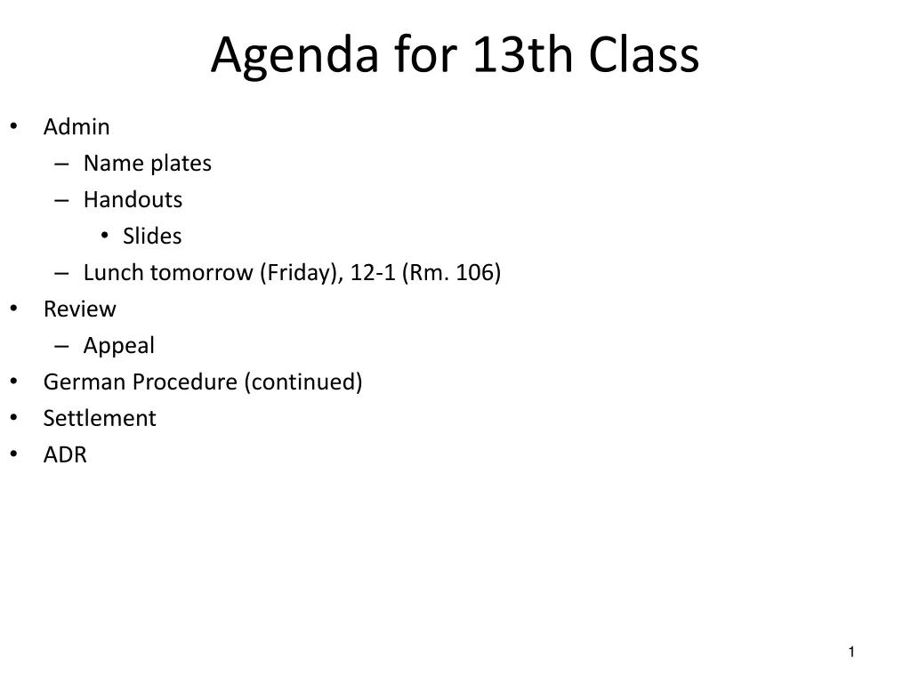 agenda for 13th class n.