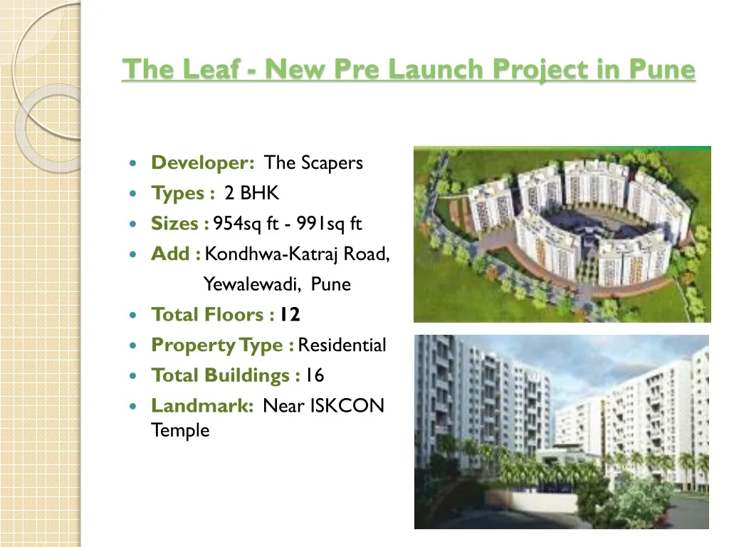 PPT The Leaf New Pre Launch Project at KatrajKondhwa Road Pune