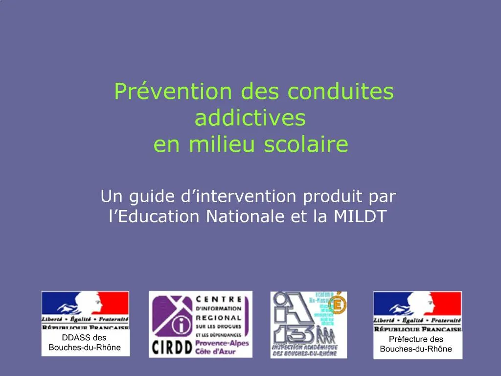 PPT - Pr Vention Des Conduites Addictives En Milieu Scolaire PowerPoint ...