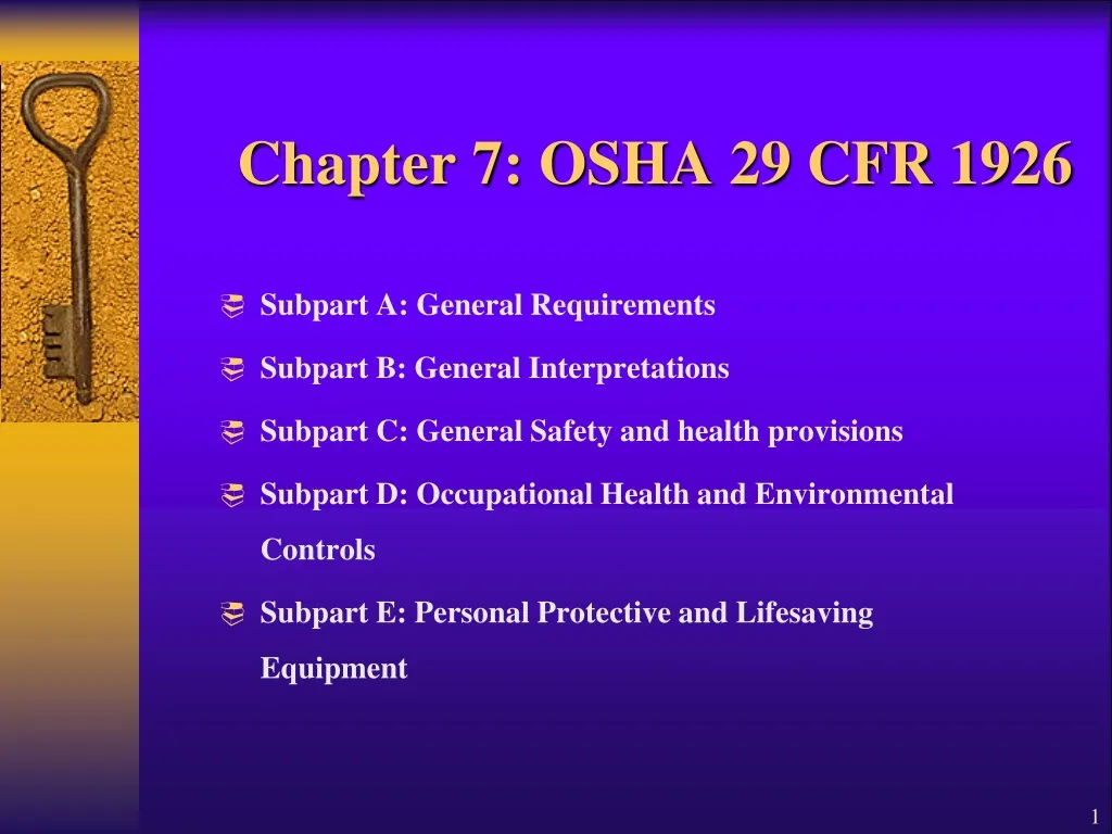 PPT - Chapter 7: OSHA 29 CFR 1926 PowerPoint Presentation, Free ...