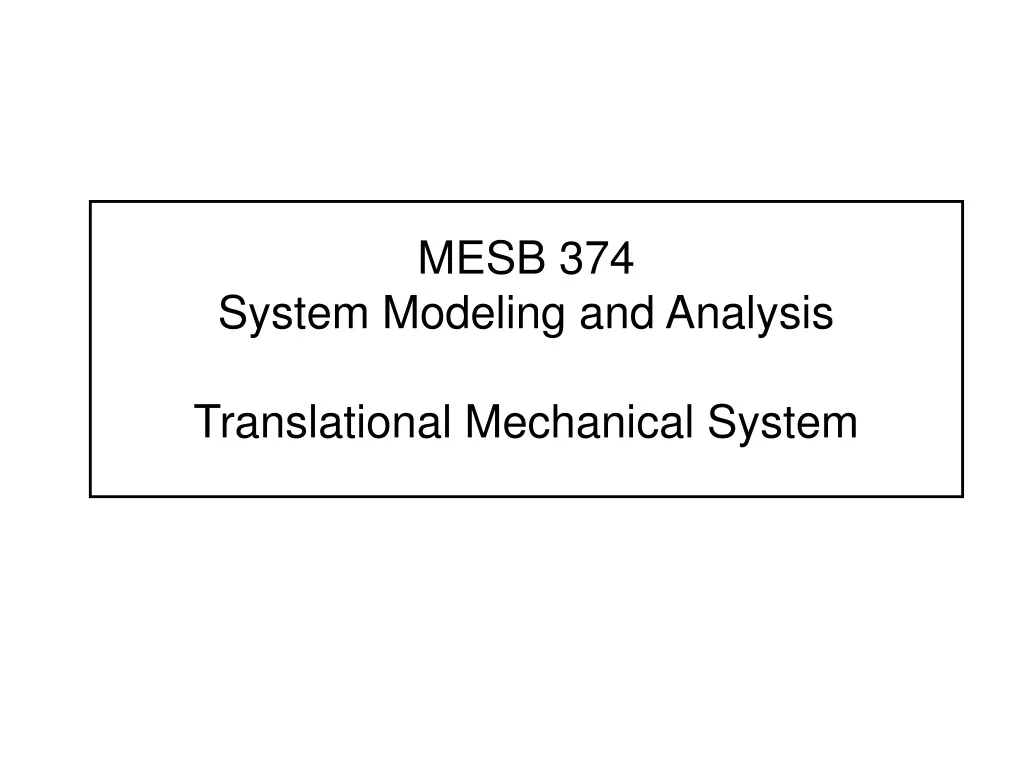 mesb 374 system modeling and analysis n.