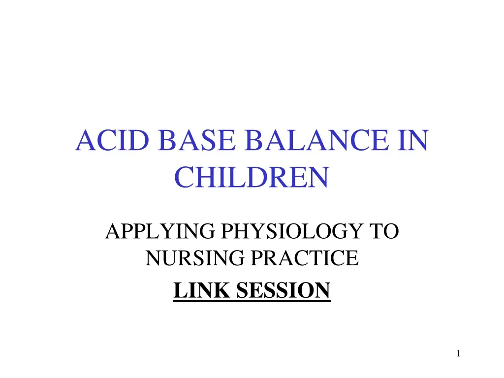 acid base balance in children n.