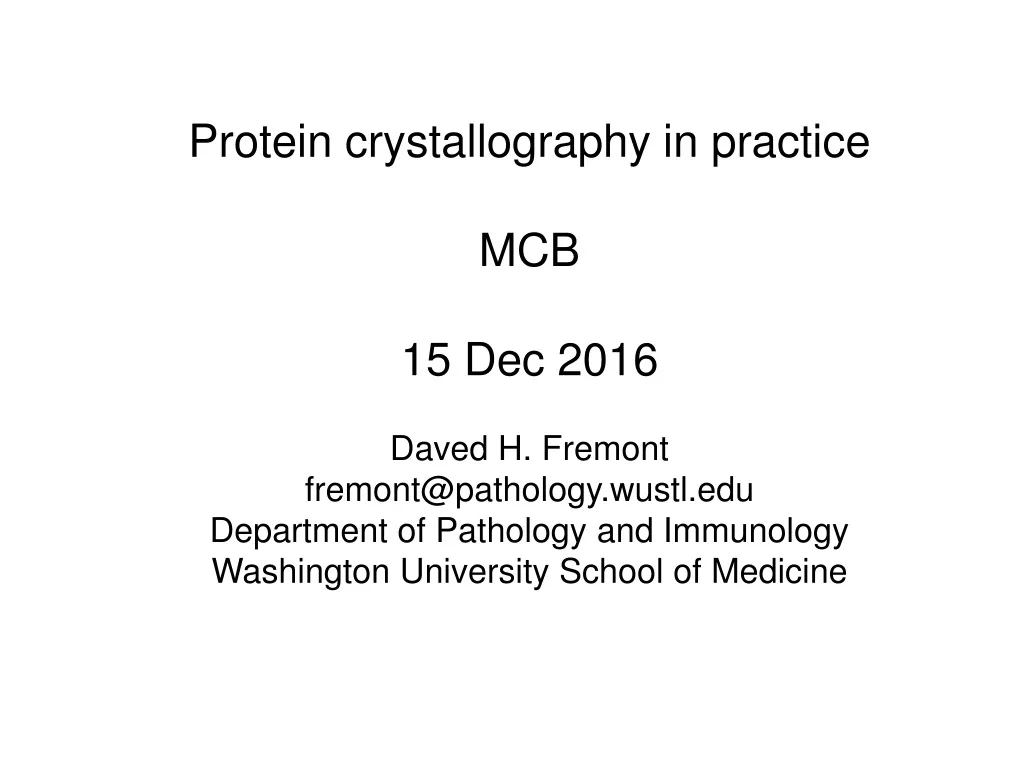 protein crystallography in practice n.