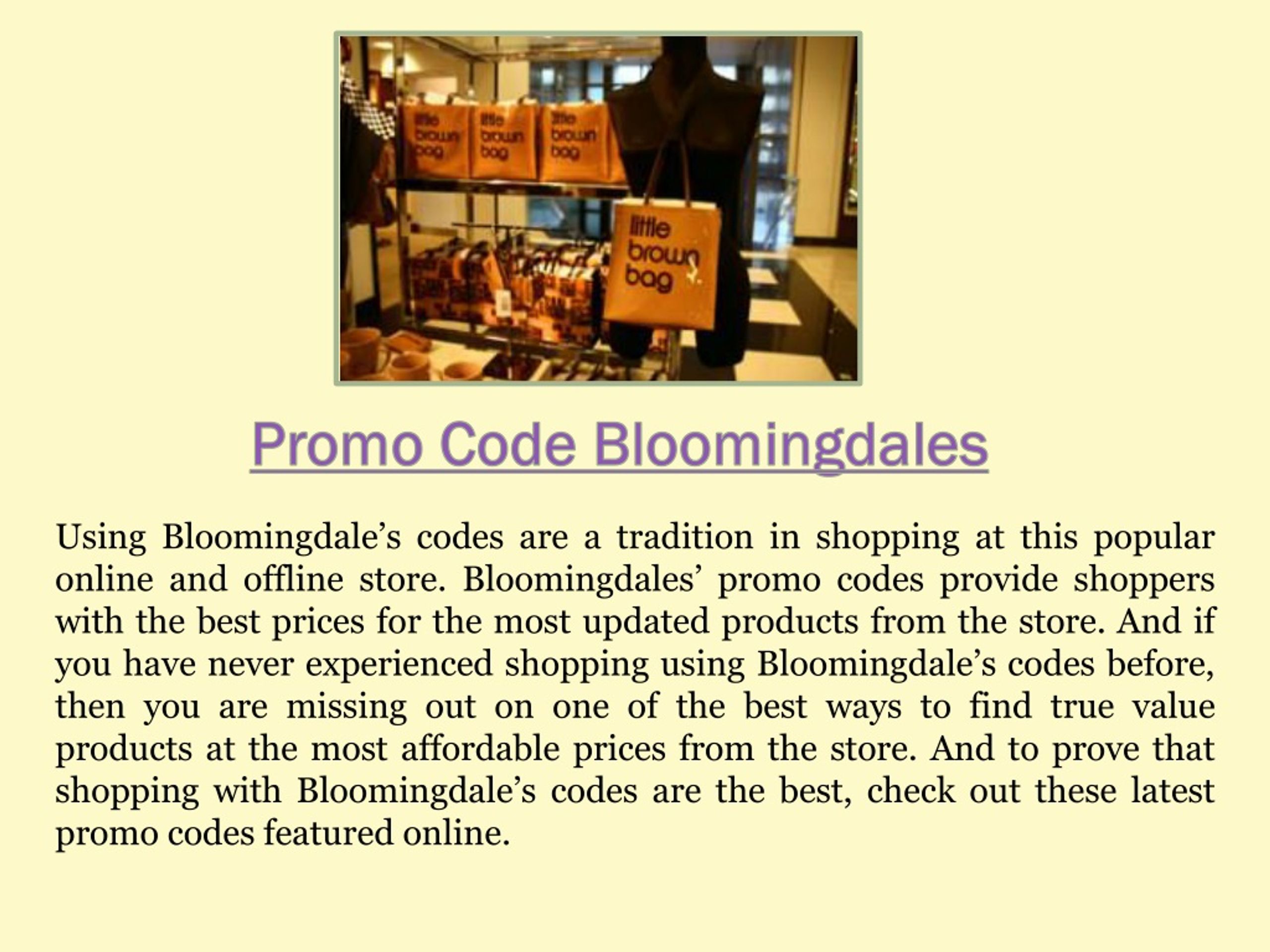 PPT Bloomingdales Promo Code Free Shipping PowerPoint Presentation PPT Bloomingdales Promo Code Free Shipping PowerPoint Presentation