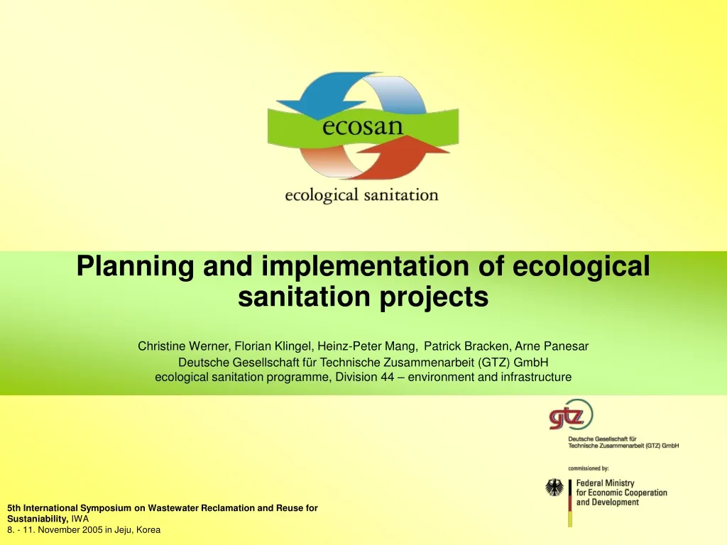 planning and implementation of ecological sanitation projects n.