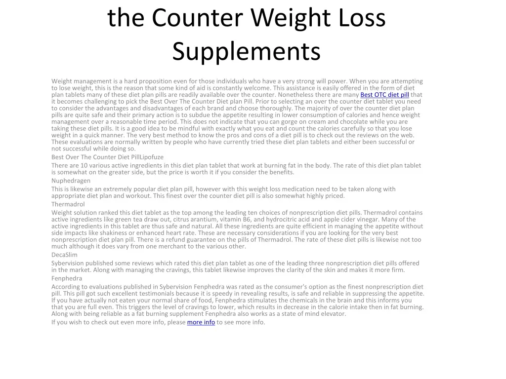 finest nonprescription diet pill over the counter weight loss supplements n.