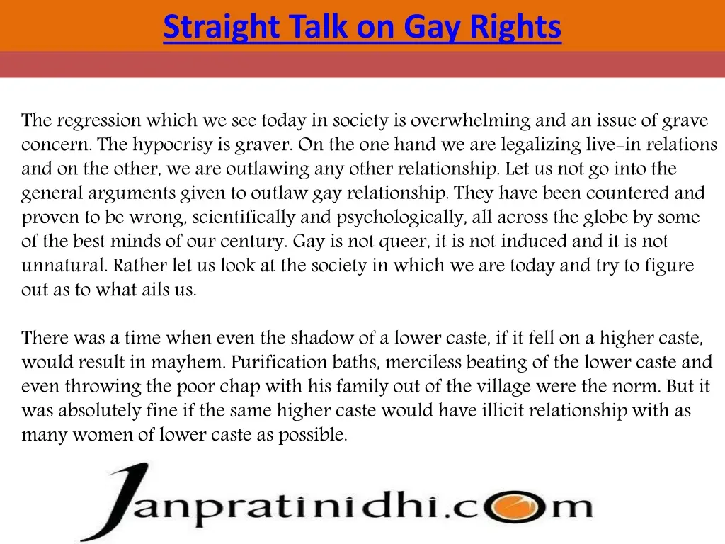 straight talk on gay rights n.