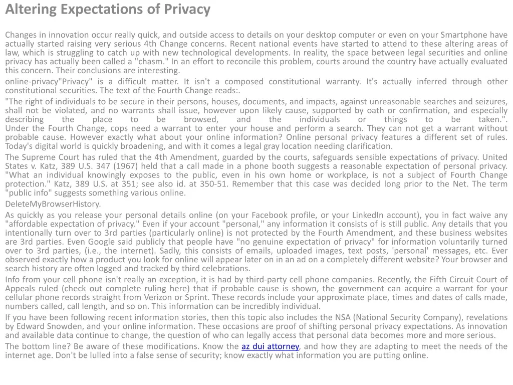 altering expectations of privacy changes n.