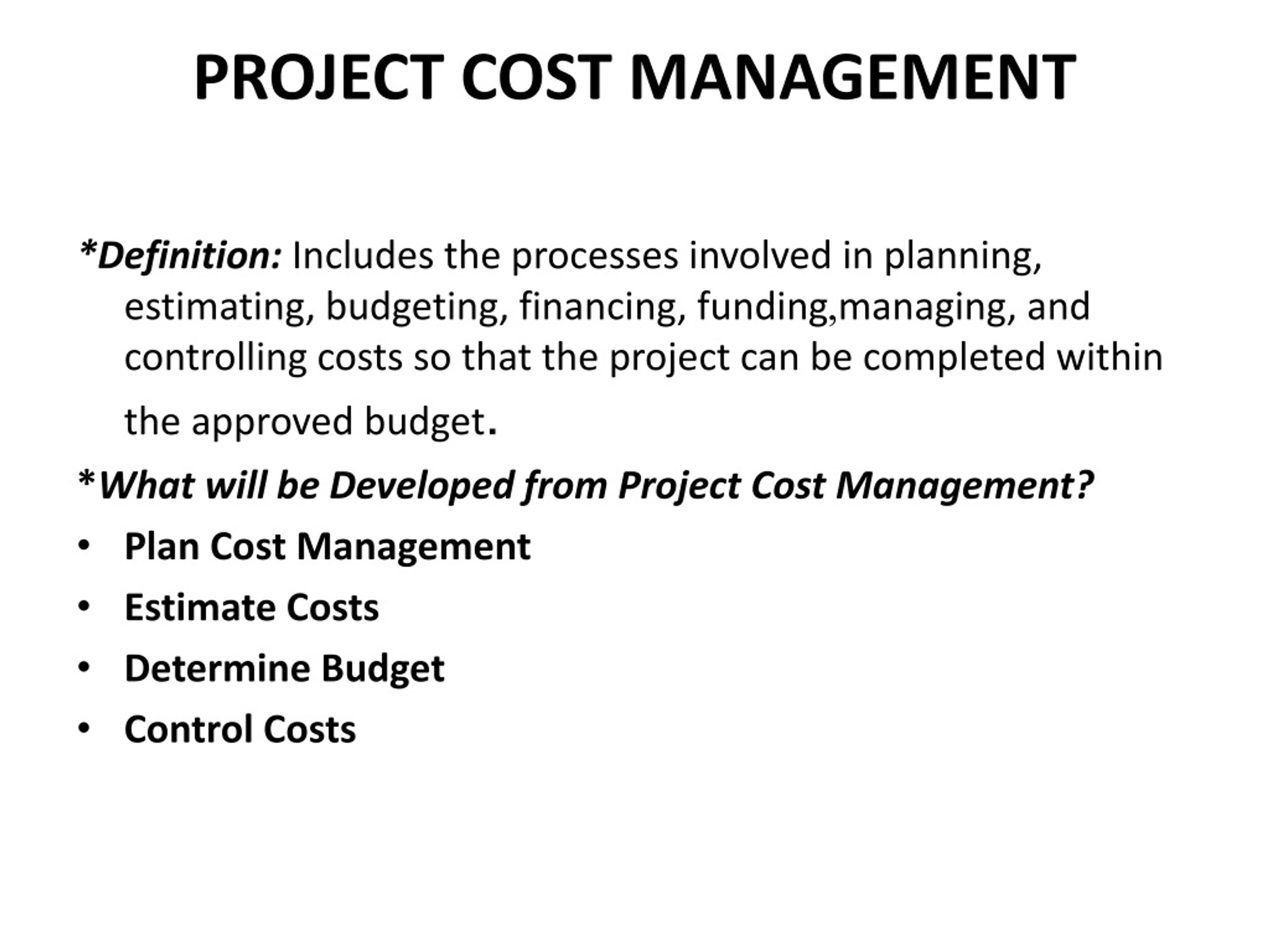 PPT - CHAPTER:7 Project Cost Management PowerPoint Presentation, free ...