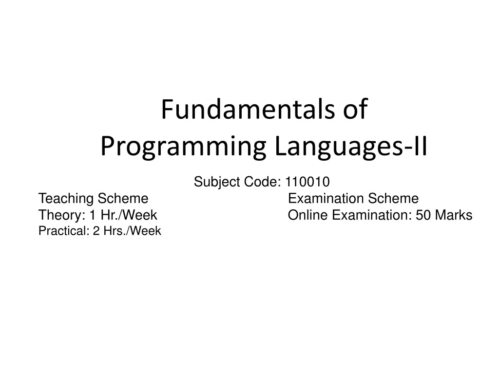 fundamentals of programming languages ii n.