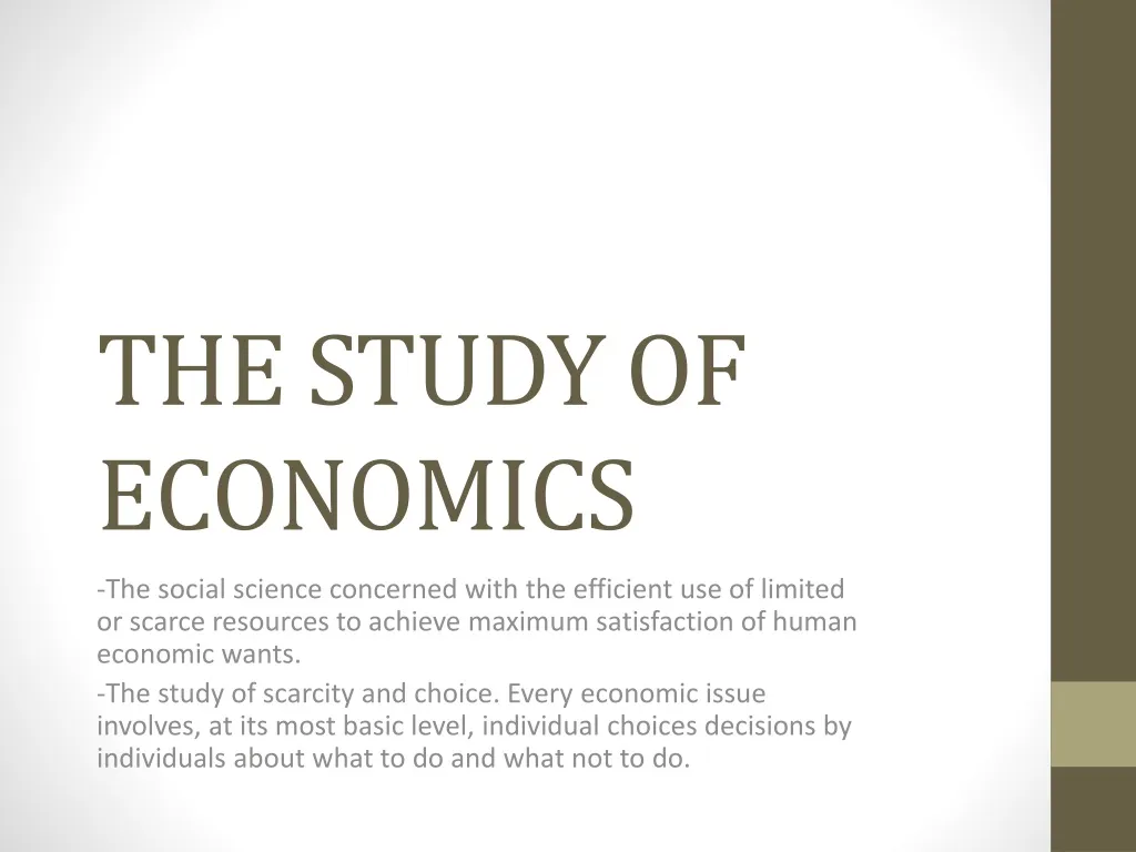 the study of economics n.