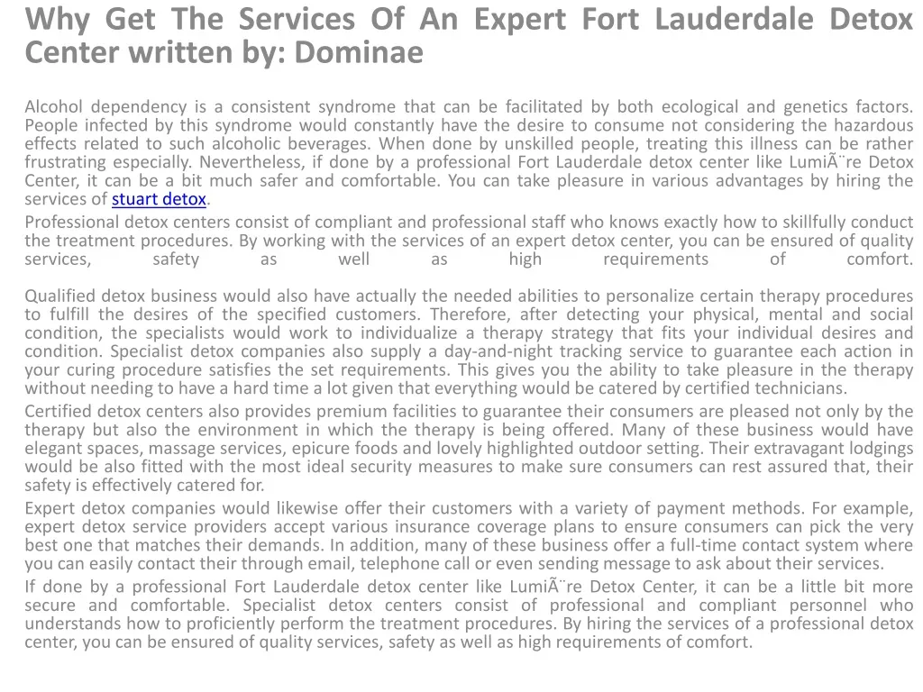 why get the services of an expert fort lauderdale n.