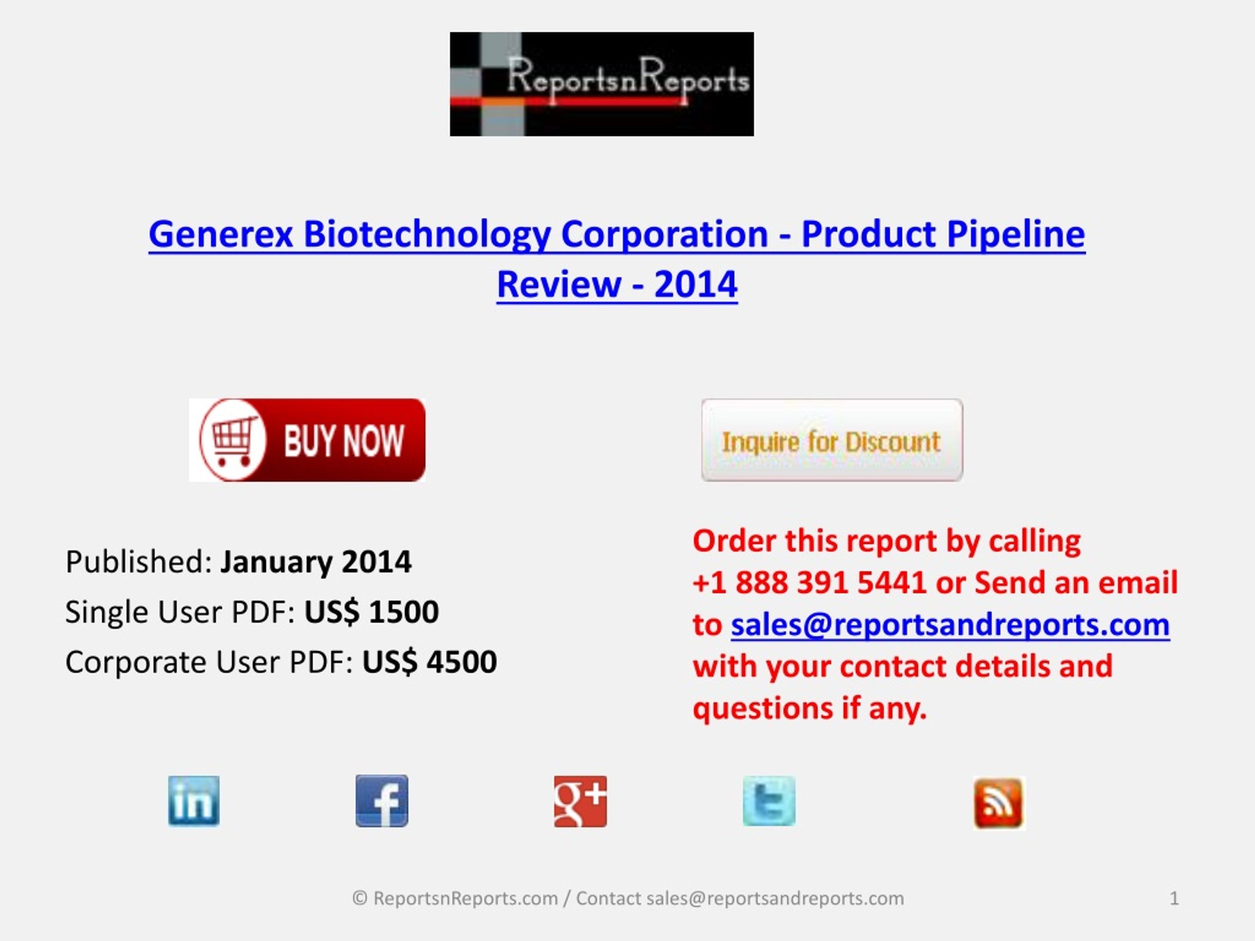 PPT Generex Biotechnology Corporation Market Overview 2014