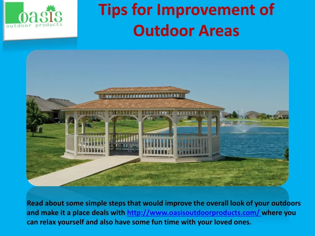 tips for improvement of outdoor areas n.