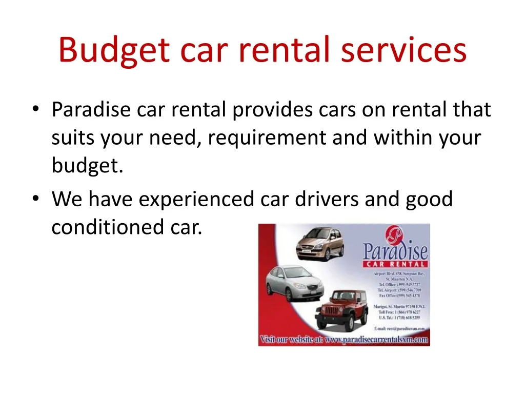 budget car rental services n.