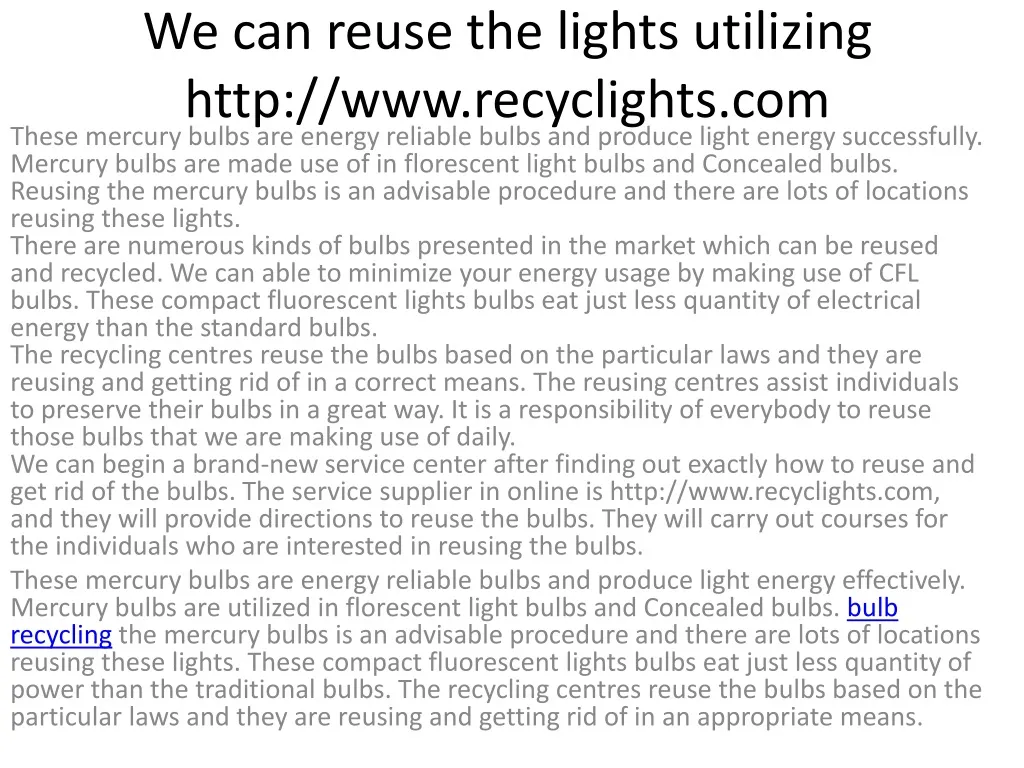 PPT light bulb recycling PowerPoint Presentation, free download ID