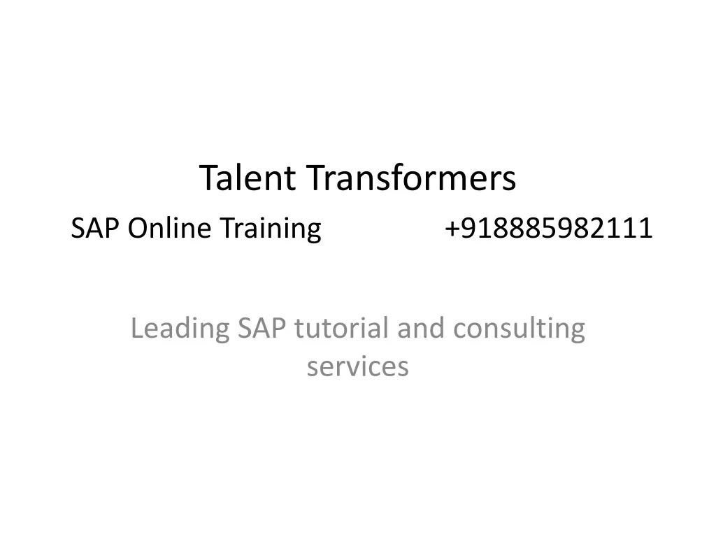 talent transformers sap online training 918885982111 n.