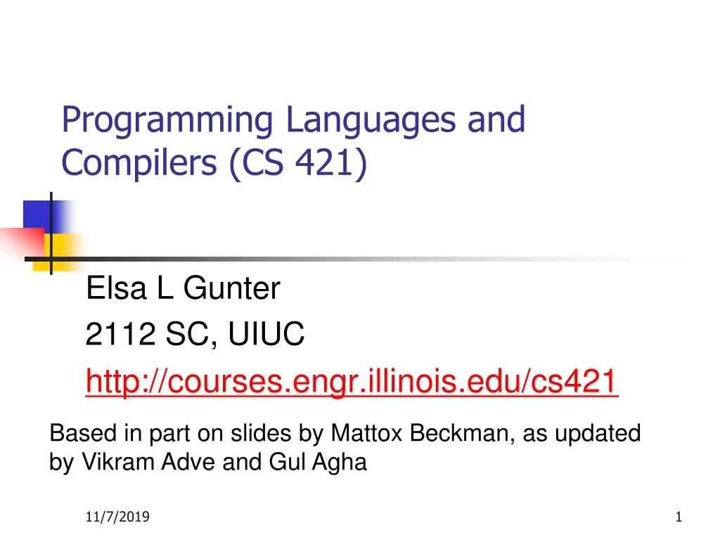 programming languages and compilers cs 421 n.