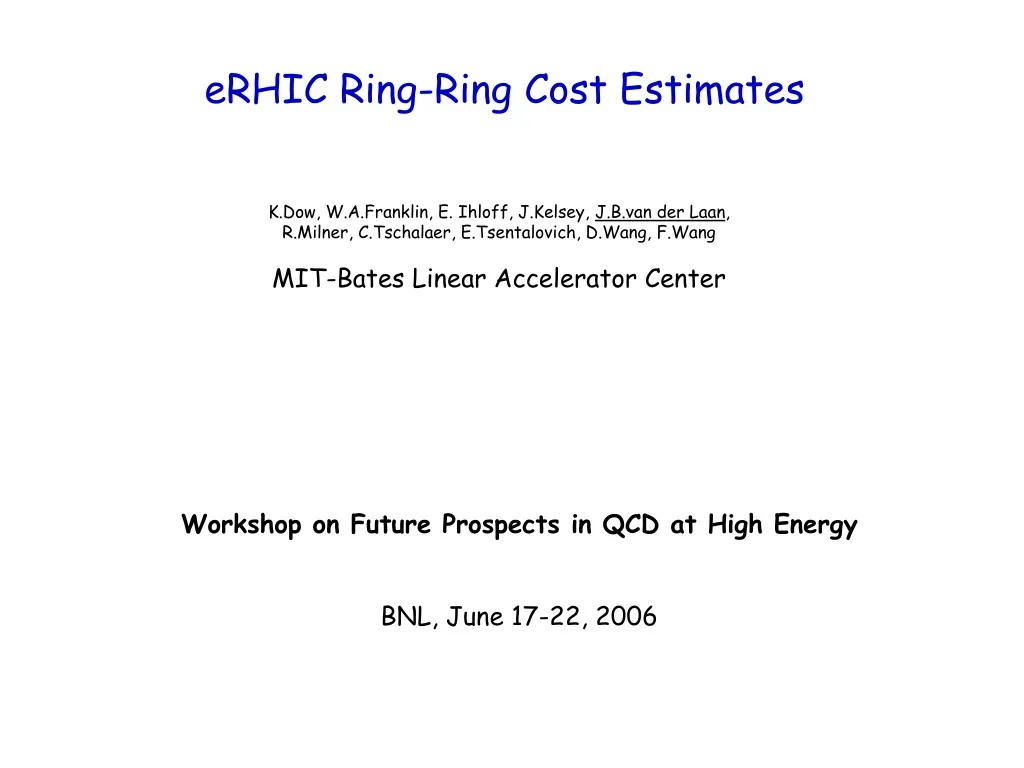 erhic ring ring cost estimates n.