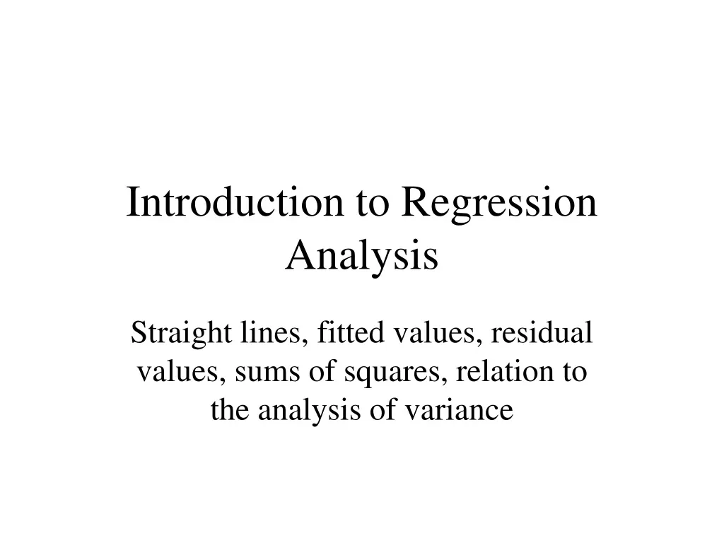 introduction to regression analysis n.