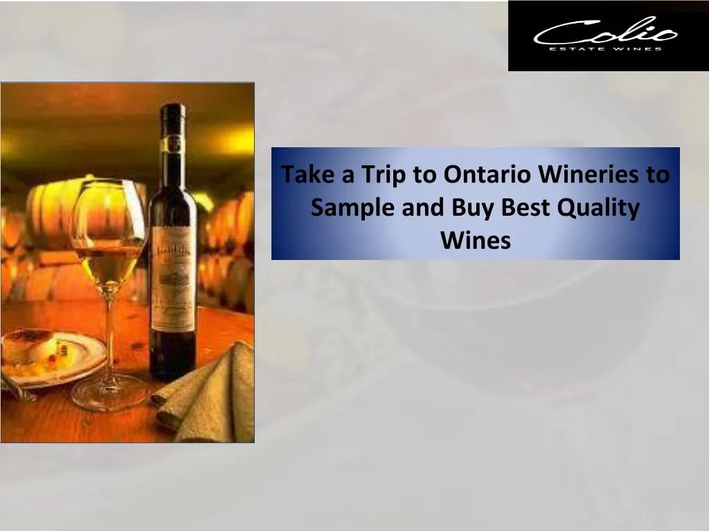 take a trip to ontario wineries to sample and buy best quality wines n.