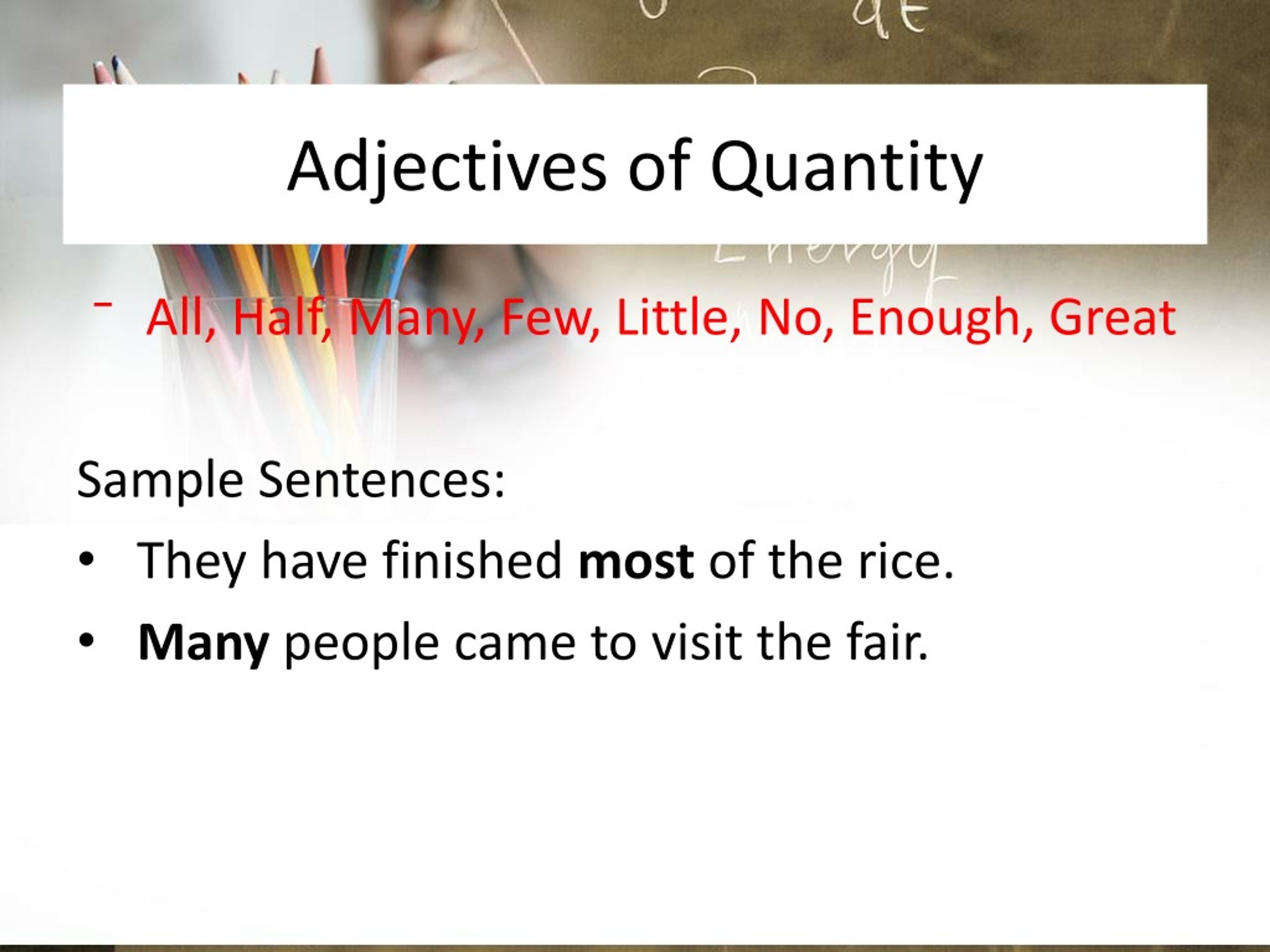 Quantitative Adjective Examples Proprofs Adjectives Adjective Prefixword