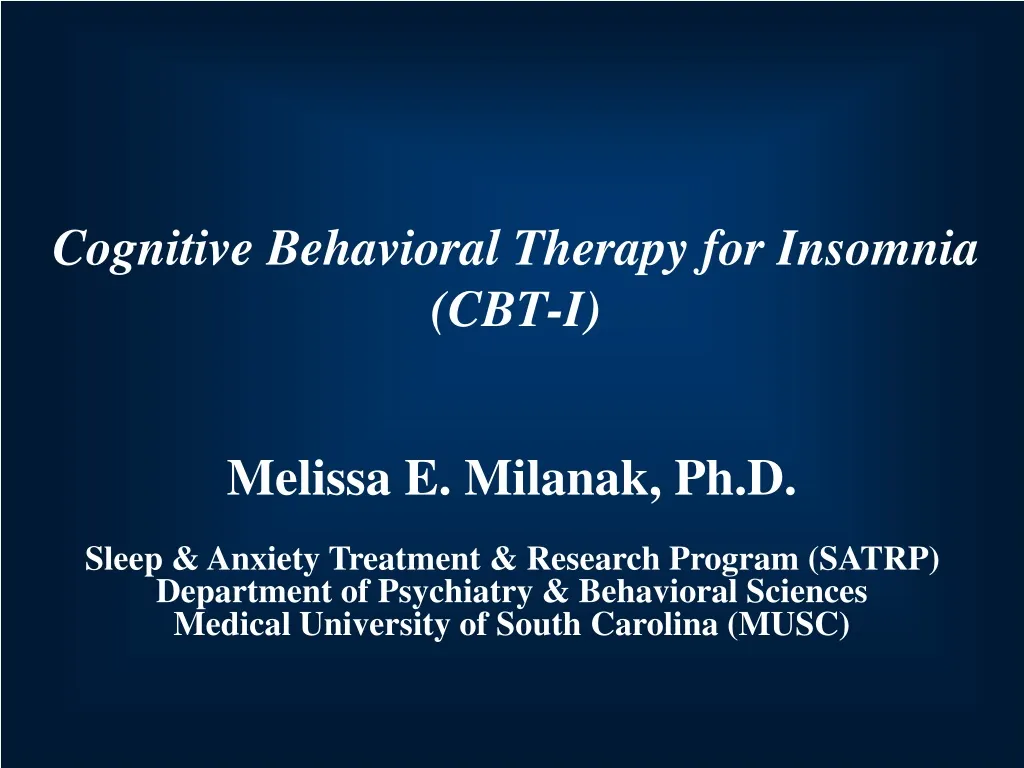 cognitive behavioral therapy for insomnia in veterans
