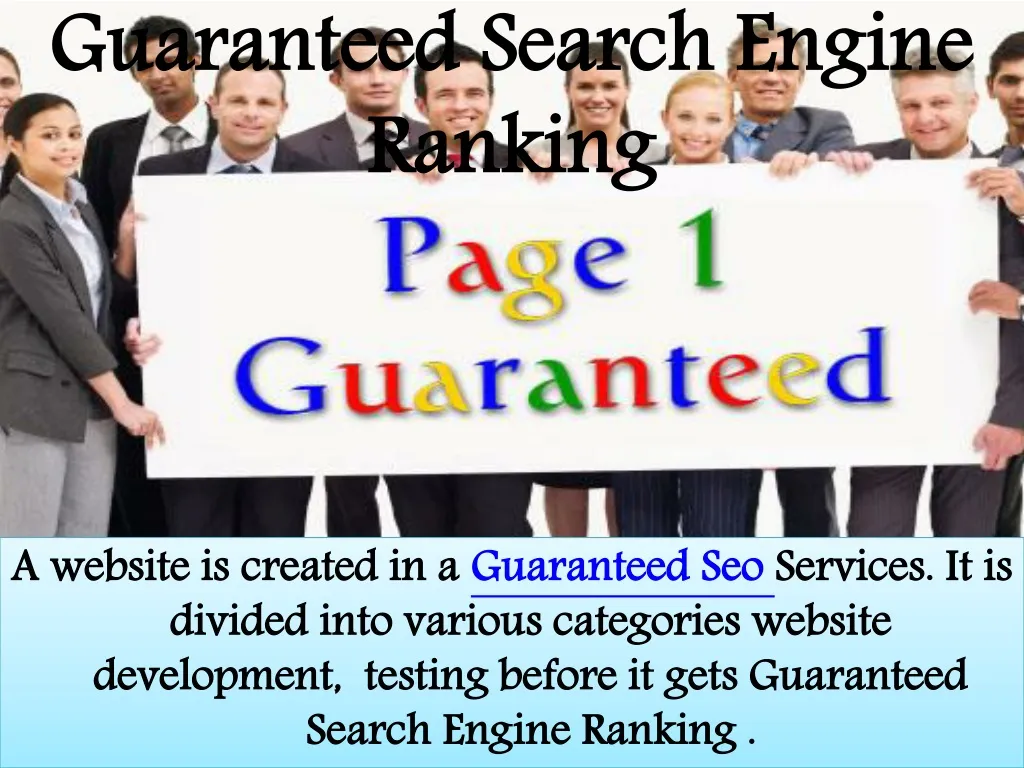guaranteed search engine ranking n.