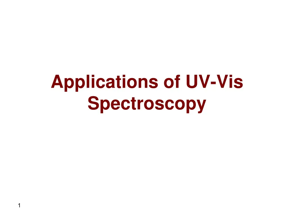 applications of uv vis spectroscopy n.