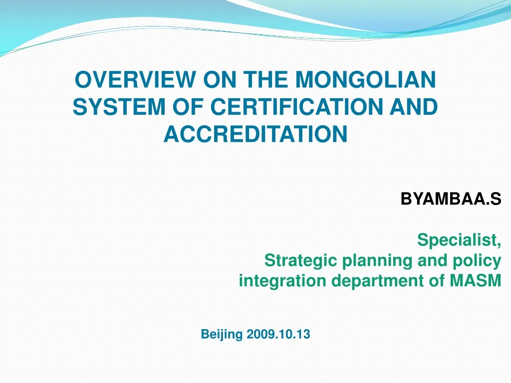 overview on the mongolian system of certification n.