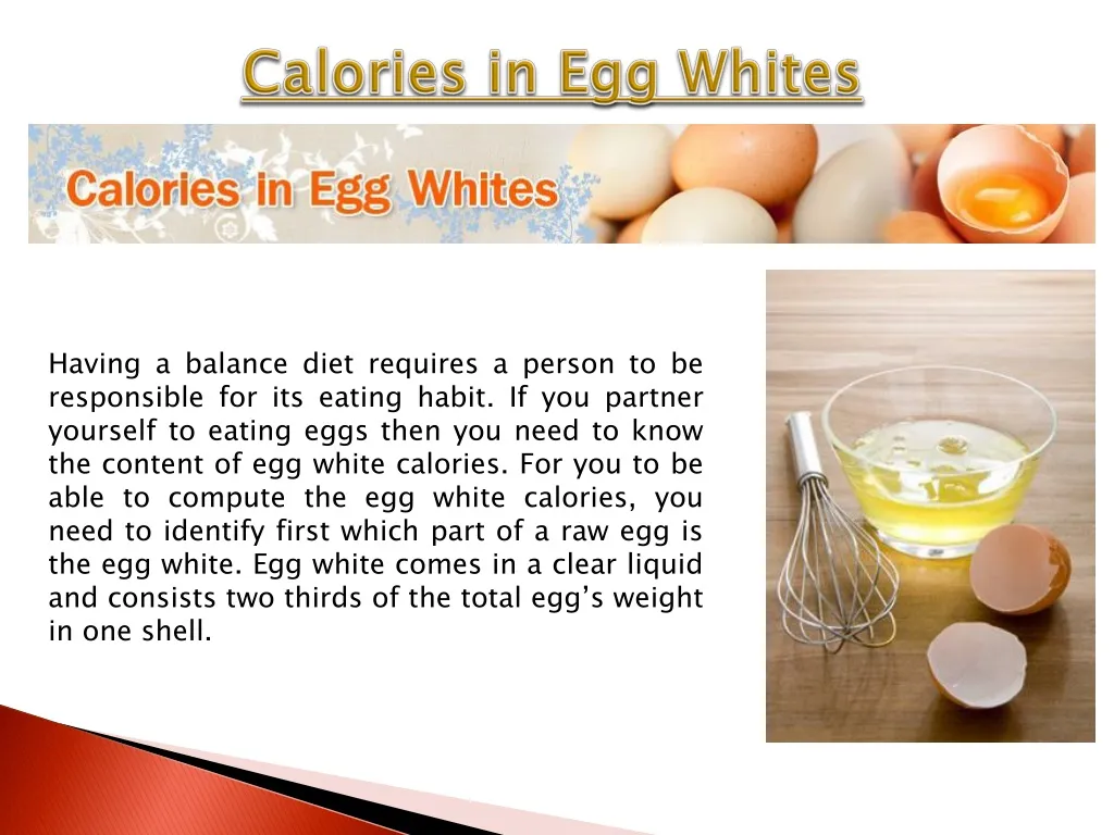 Egg whites with nutritional information