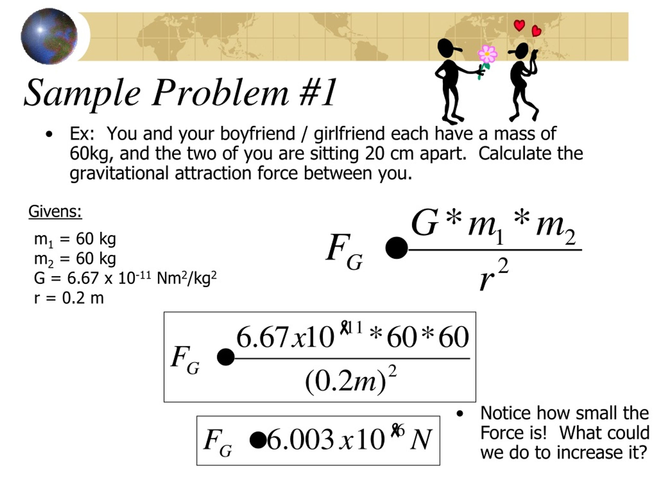 gravitational force problem solving