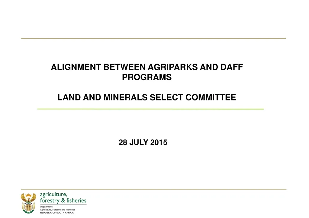 alignment between agriparks and daff programs n.