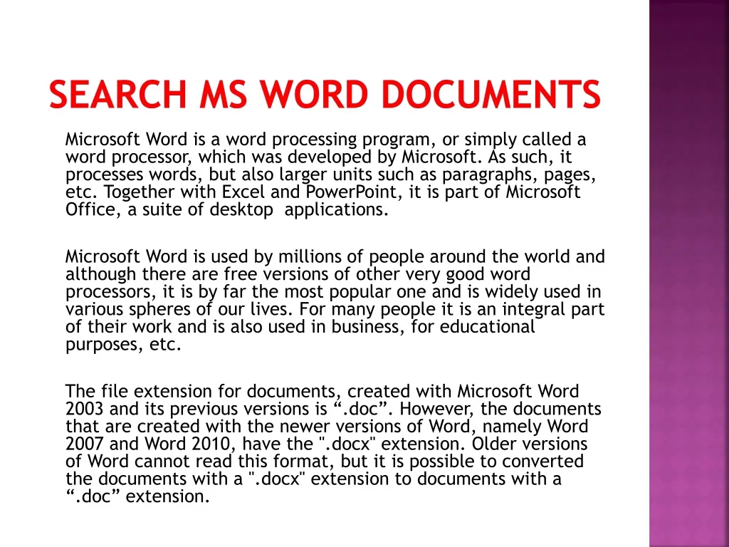 search ms word documents n.