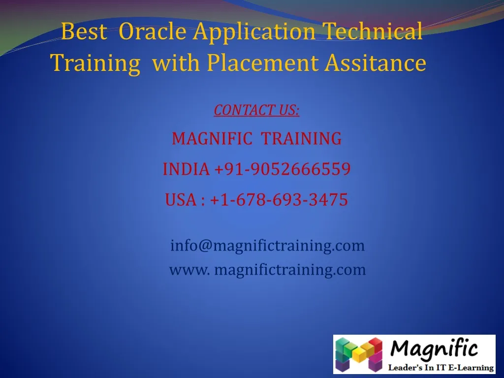 best oracle application technical training with placement assitance n.