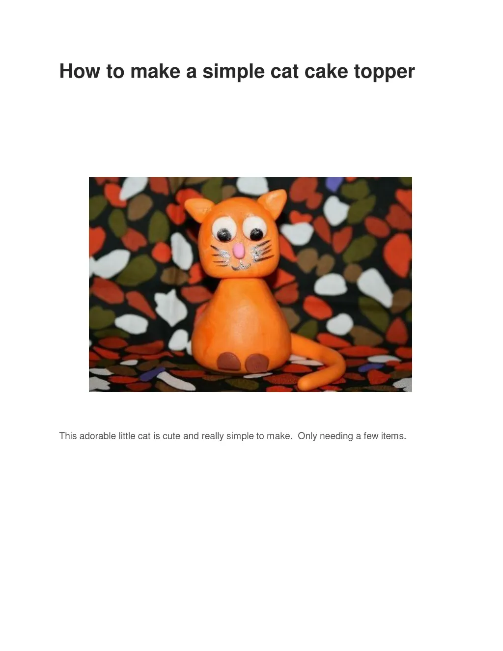 h o w to m a ke a simple cat cake topper n.